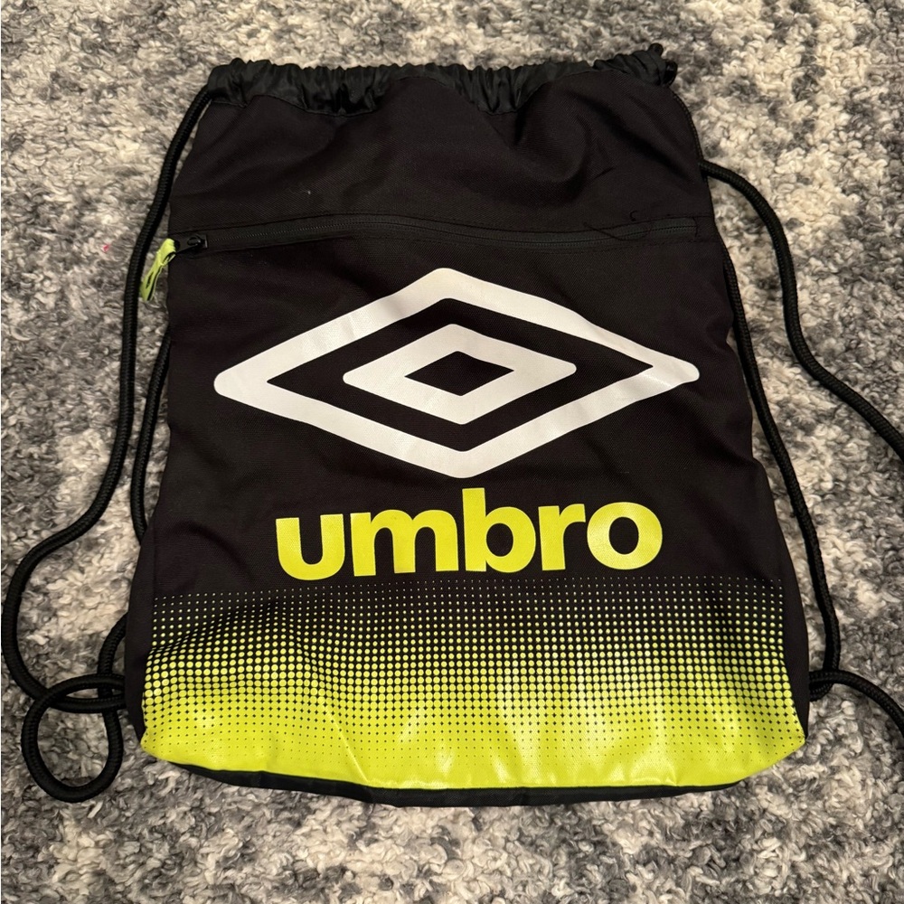 Umbro Black and Bright Yellow Drawstring Bag